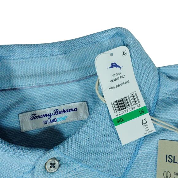 Tommy Bahama Island Zone Via Verde Golf Polo Shirt Blue Mens Large NWT - Picture 2 of 6